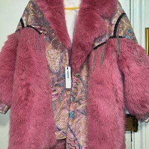 Luxurious Pink Faux Fur Women's Coat